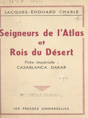 cover image of Seigneurs de l'Atlas et rois du désert